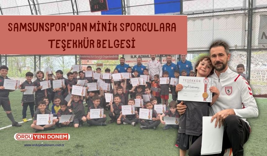 Samsunspor'dan Minik Sporculara Teşekkür Belgesi