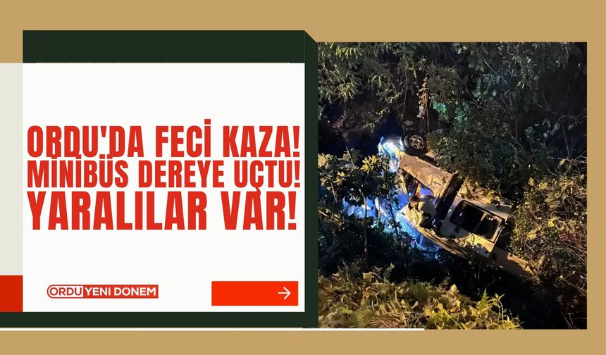 Ordu'da Feci Kaza! Minibüs Dereye Uçtu! Yaralılar Var!