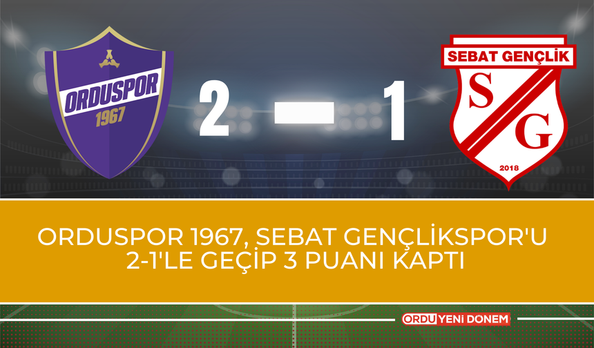 Orduspor 1967, Sebat Gençlikspor'u  2-1'le Geçip 3 Puanı Kaptı