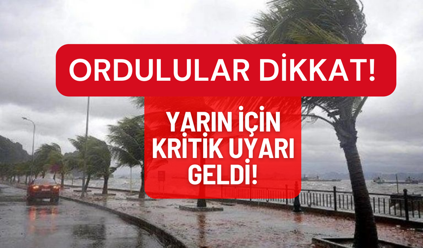 Ordulu Vatandaşlara Yarın İçin Kritik Uyarı Geldi!