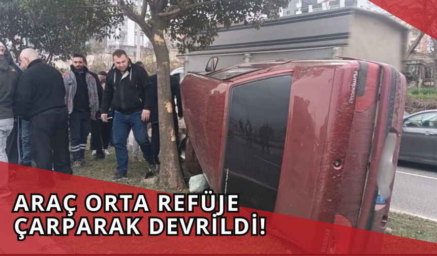 Ordu’da Trafik Kazası: Araç Orta Refüje Çarparak Devrildi