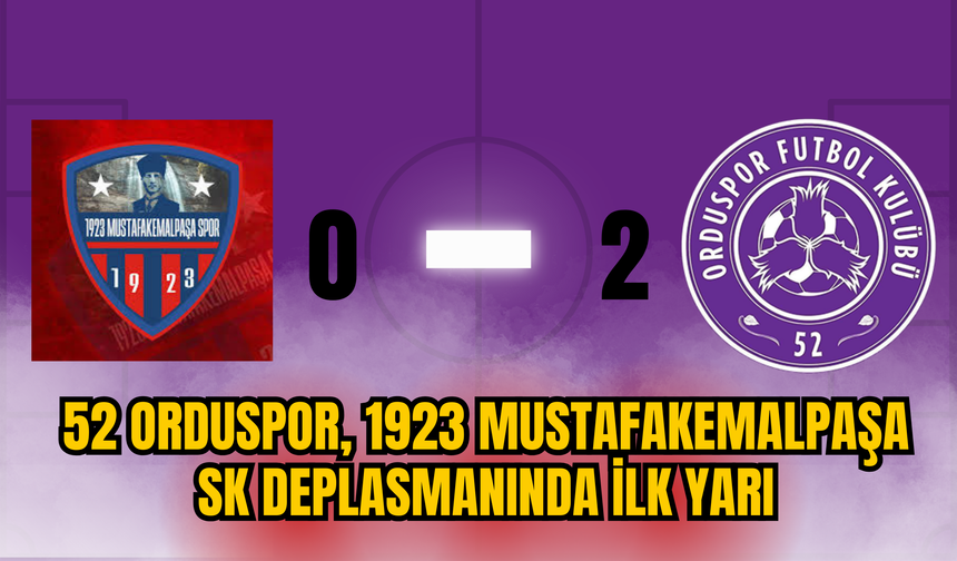 52 Orduspor, Bursa Yıldırımspor Deplasmanında İlk Yarı: 2-0