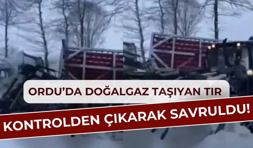 Ordu’da Doğalgaz Taşıyan Tır Kontrolden Çıkarak Savruldu!