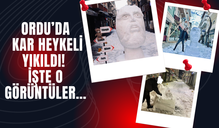 Ordu’da Kar Heykeli Yıkıldı! İşte O Görüntüler…