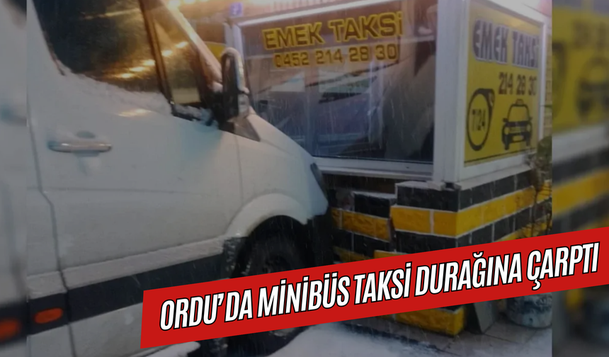 Ordu’da Minibüs Taksi Durağına Çarptı