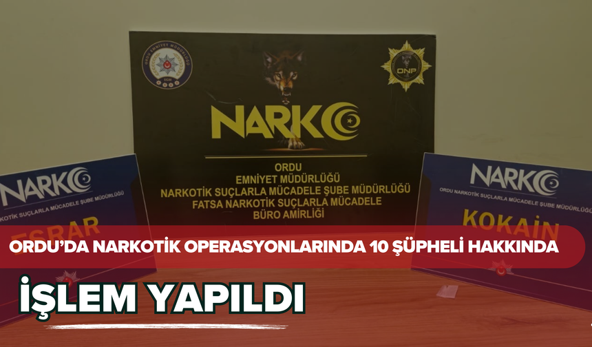 Ordu’da Narkotik Operasyonlarında 10 Şüpheli Hakkında İşlem Yapıldı