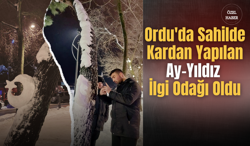 Ordu'da Sahilde Kardan Yapılan Ay-Yıldız İlgi Odağı Oldu