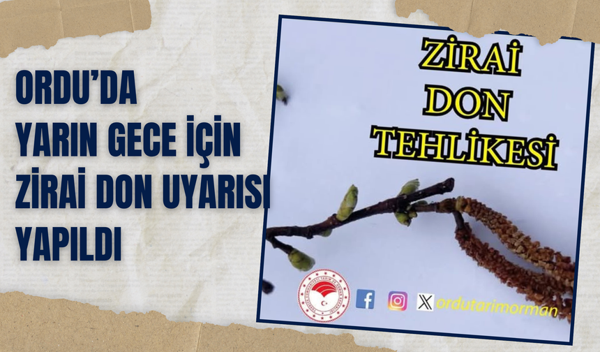 Ordu’da Yarın Gece İçin Zirai Don Uyarısı Yapıldı