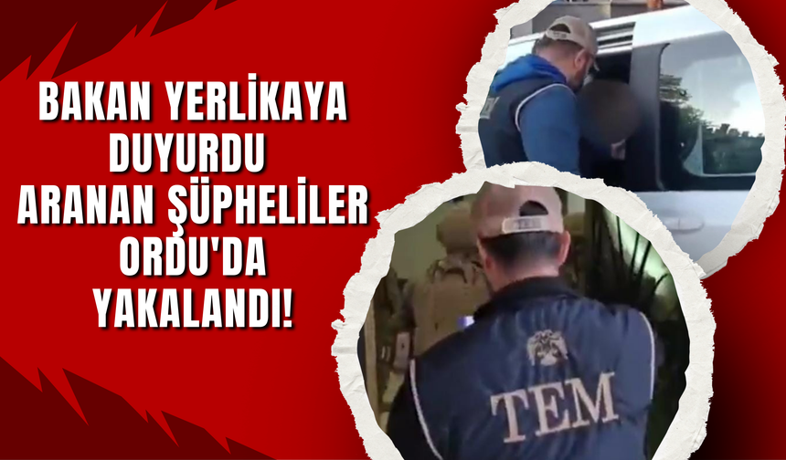 Bakan Yerlikaya Duyurdu: Aranan Şüpheliler Ordu'da Yakalandı!