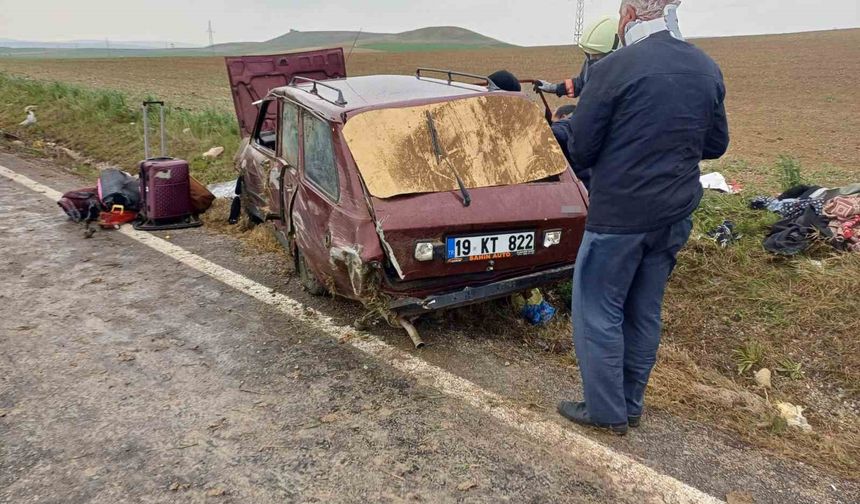 Çorum’da otomobil takla attı: 6 yaralı