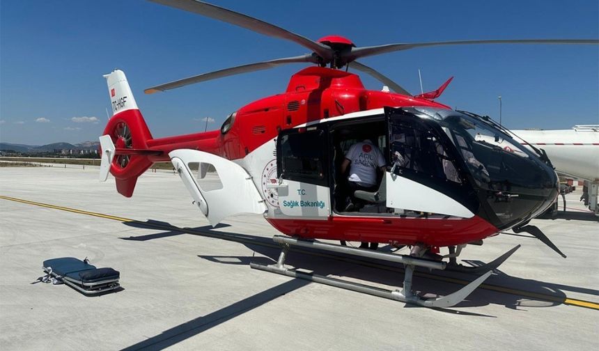 Kazada yaralanan vatandaş, ambulans helikopterle Ankara’ya nakledildi