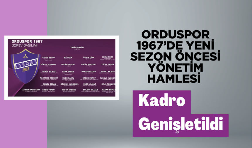 Orduspor 1967’de Yeni Sezon Öncesi Yönetim Hamlesi: Kadro Genişletildi