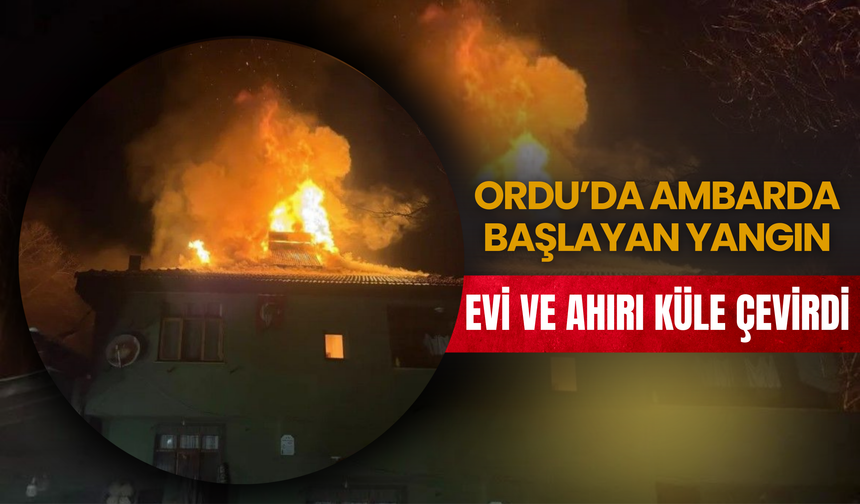 Ordu’da Ambarda Başlayan Yangın, Evi ve Ahırı Küle Çevirdi