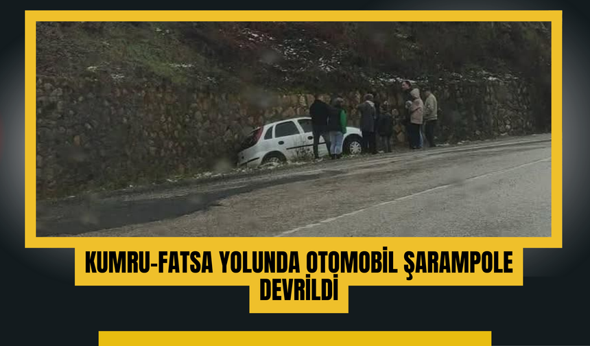 Kumru–Fatsa Yolunda Otomobil Şarampole Devrildi