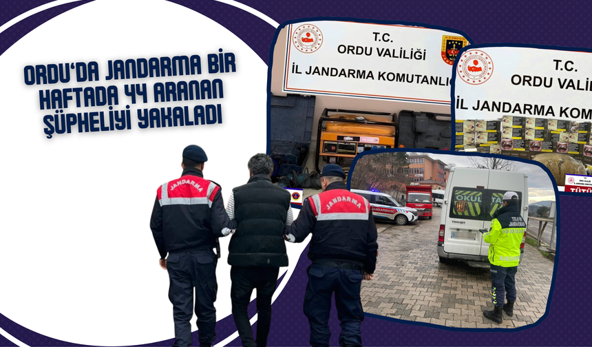 Ordu’da Jandarma Bir Haftada 44 Aranan Şüpheliyi Yakaladı