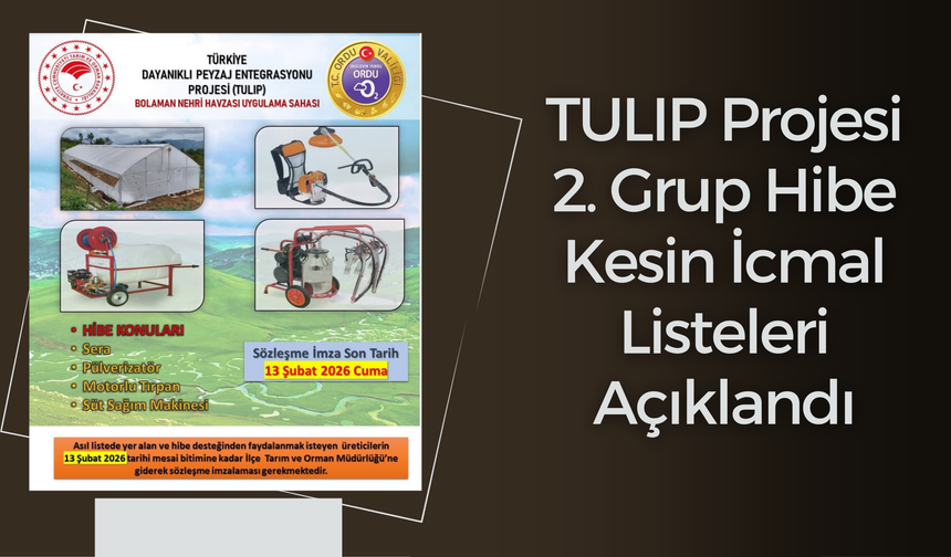 TULIP Projesi 2. Grup Hibe Kesin İcmal Listeleri Açıklandı