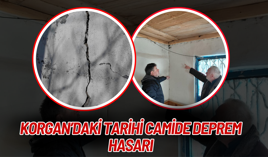 Korgan’daki Tarihi Camide Deprem Hasarı