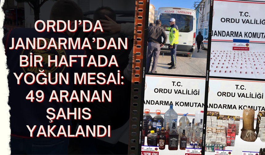 Ordu’da Jandarma’dan Bir Haftada Yoğun Mesai: 49 Aranan Şahıs Yakalandı