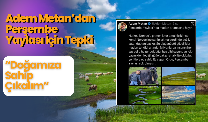Adem Metan’dan Perşembe Yaylası İçin Tepki: “Doğamıza Sahip Çıkalım”