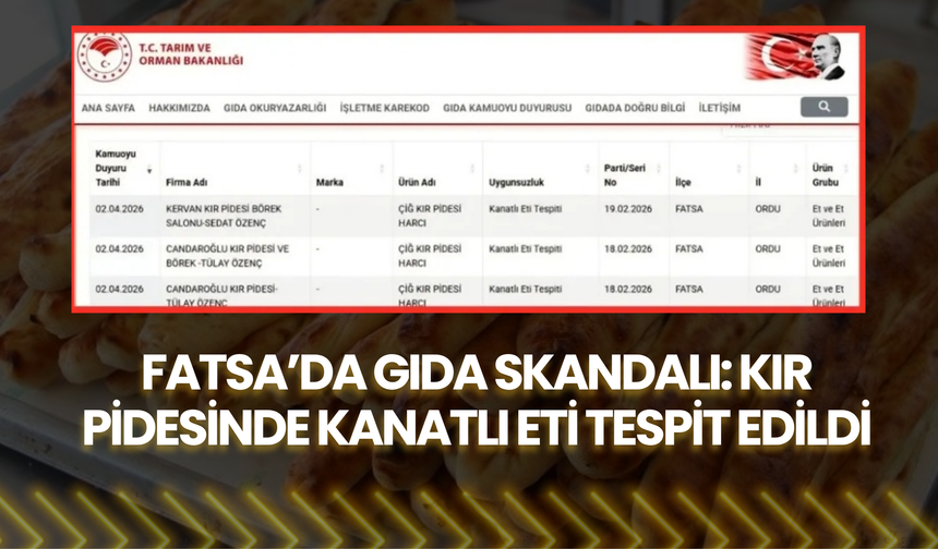 Fatsa’da Gıda Skandalı: Kır Pidesinde Kanatlı Eti Tespit Edildi