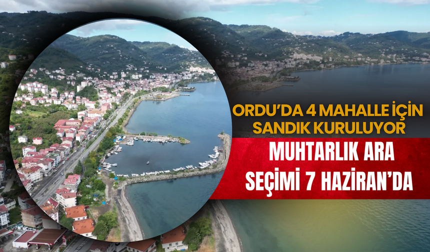 Ordu’da 4 Mahalle İçin Sandık Kuruluyor: Muhtarlık Ara Seçimi 7 Haziran’da