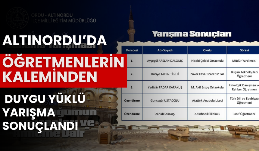 Altınordu’da Öğretmenlerin Kaleminden Duygu Yüklü Yarışma Sonuçlandı