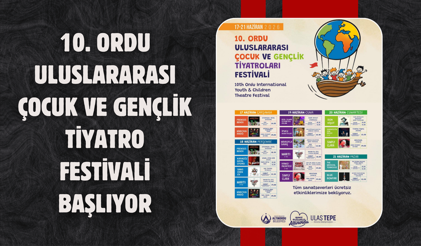 10. Ordu Uluslararası Çocuk ve Gençlik Tiyatro Festivali Başlıyor