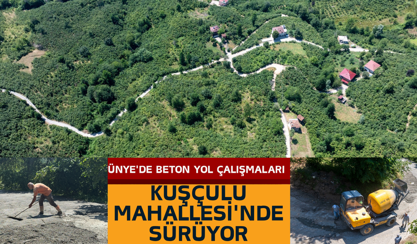 Ünye'de Beton Yol Çalışmaları Kuşçulu Mahallesi'nde Sürüyor