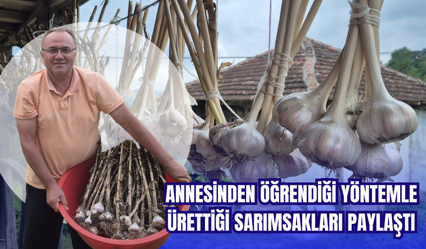 Annesinden Öğrendiği Yöntemle Ürettiği Sarımsakları Paylaştı