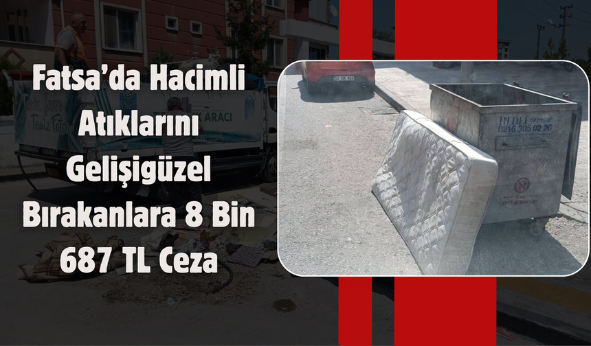 Fatsa’da Hacimli Atıklarını Gelişigüzel Bırakanlara 8 Bin 687 TL Ceza