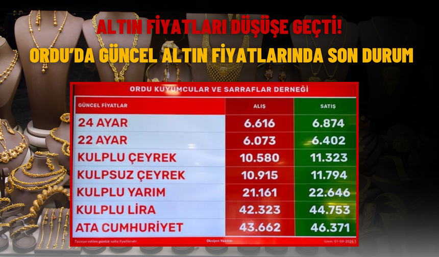 Altın Fiyatları Düşüşe Geçti! Ordu’da Güncel Altın Fiyatlarında Son Durum
