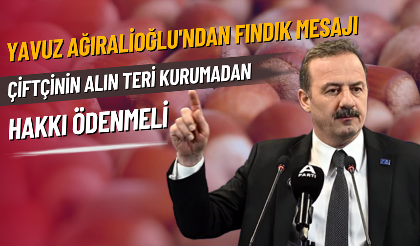Yavuz Ağıralioğlu'ndan Fındık Mesajı: Çiftçinin Alın Teri Kurumadan Hakkı Ödenmeli