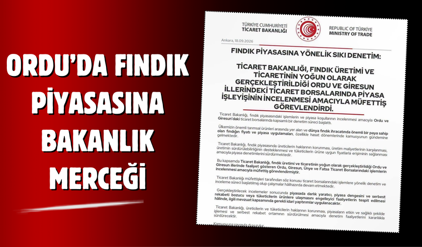 Ordu’da Fındık Piyasasına Bakanlık Merceği