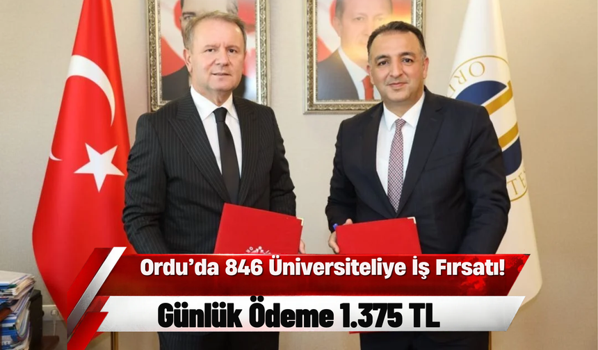 Ordu’da 846 Üniversiteliye İş Fırsatı! Günlük Ödeme 1.375 TL