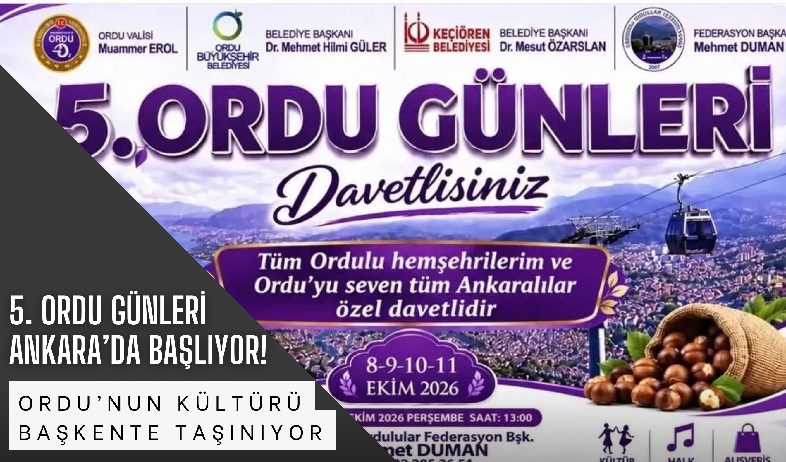 5. Ordu Günleri Ankara’da Başlıyor! Ordu’nun Kültürü Başkente Taşınıyor