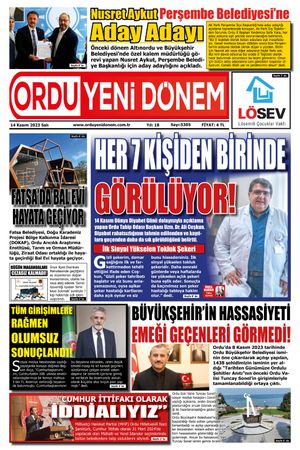 ORDU YENİ DÖNEM GAZETESİ - 14.11.2023 Manşeti