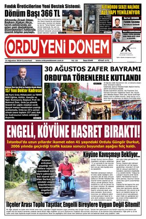 ORDU YENİ DÖNEM GAZETESİ - Sayı: 5549